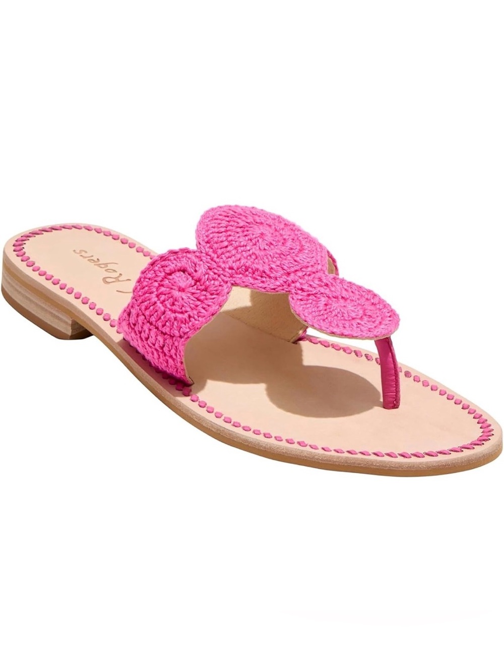 Jack Rogers Pink Crochet Thong Sandals